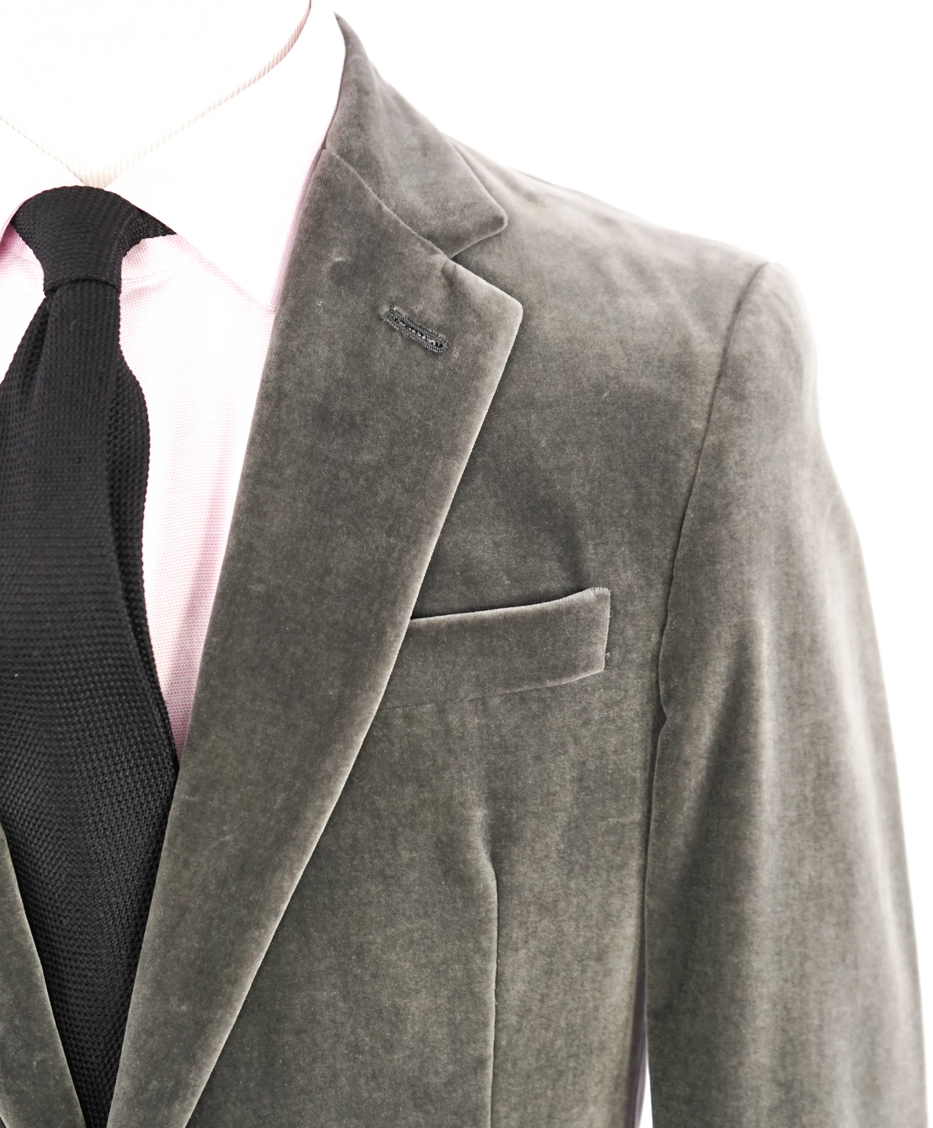 $2,695 RALPH LAUREN PURPLE LABEL - *VELVET* Gray Notch Lapel Blazer - 40R