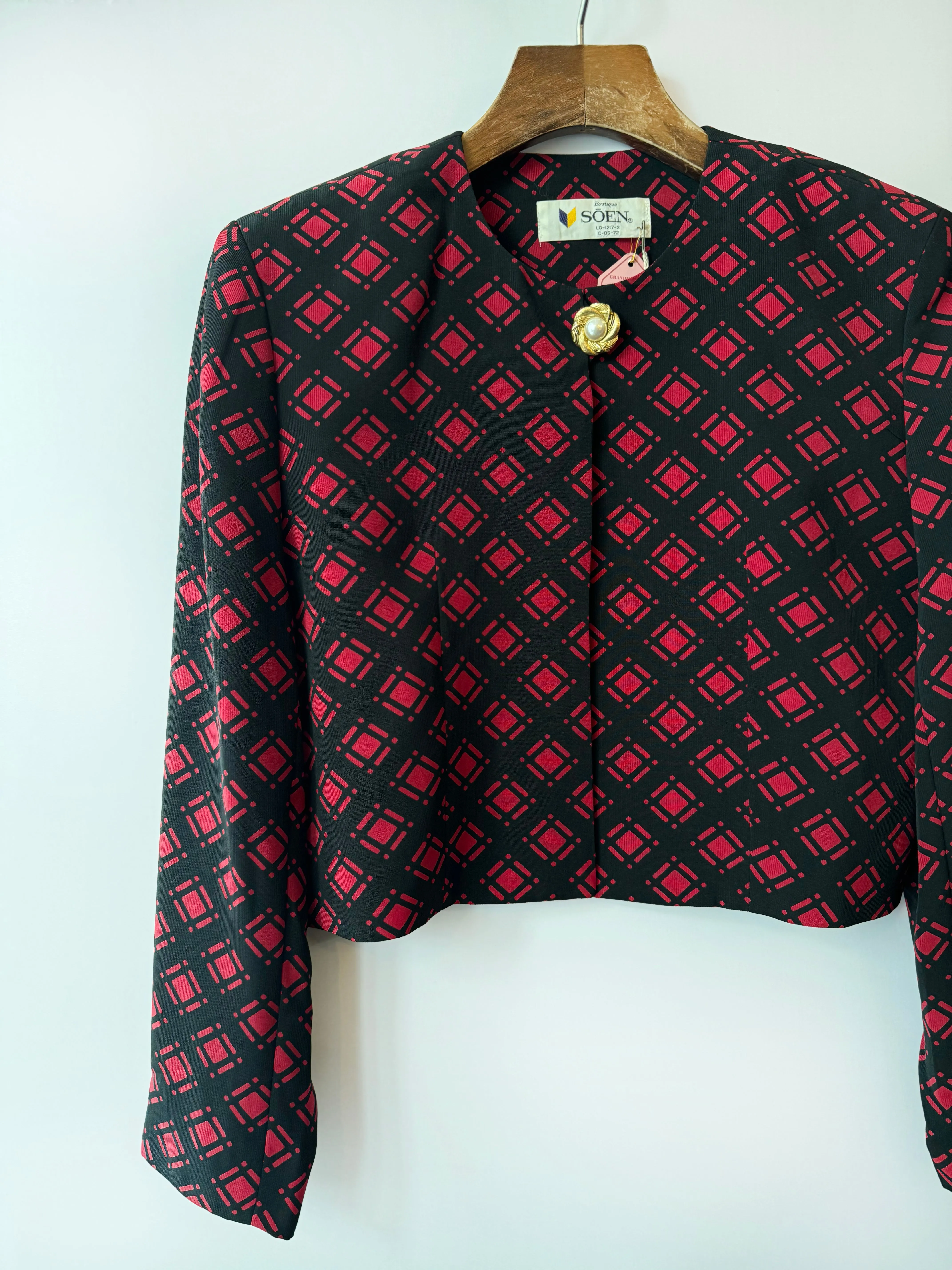 80s Pattern Cropped Jacket