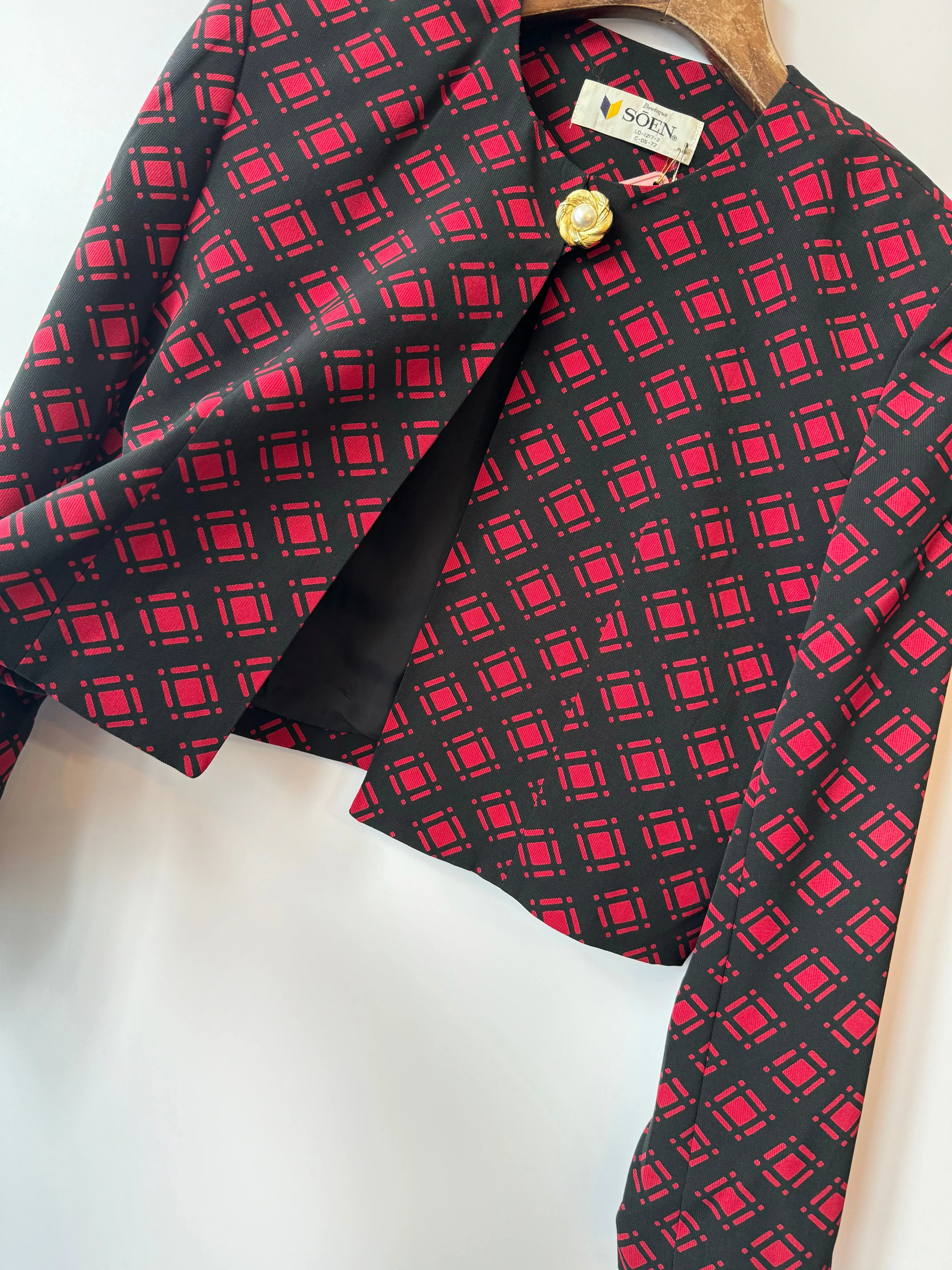 80s Pattern Cropped Jacket