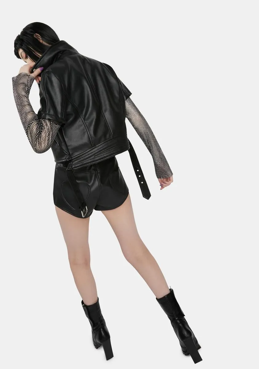 Acerola Rhinestone Sleeve Moto Jacket