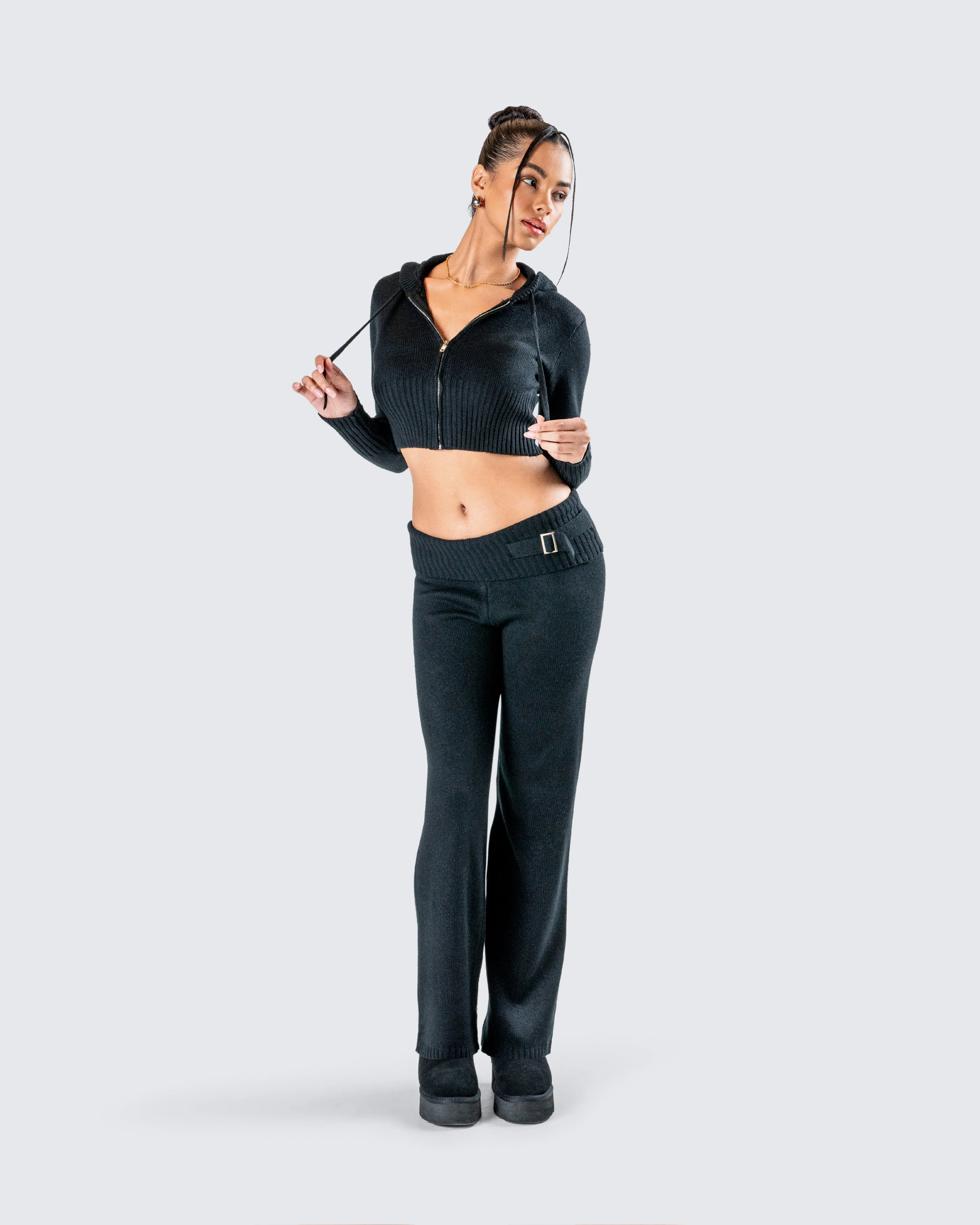 Alyssa Black Knit Cropped Jacket