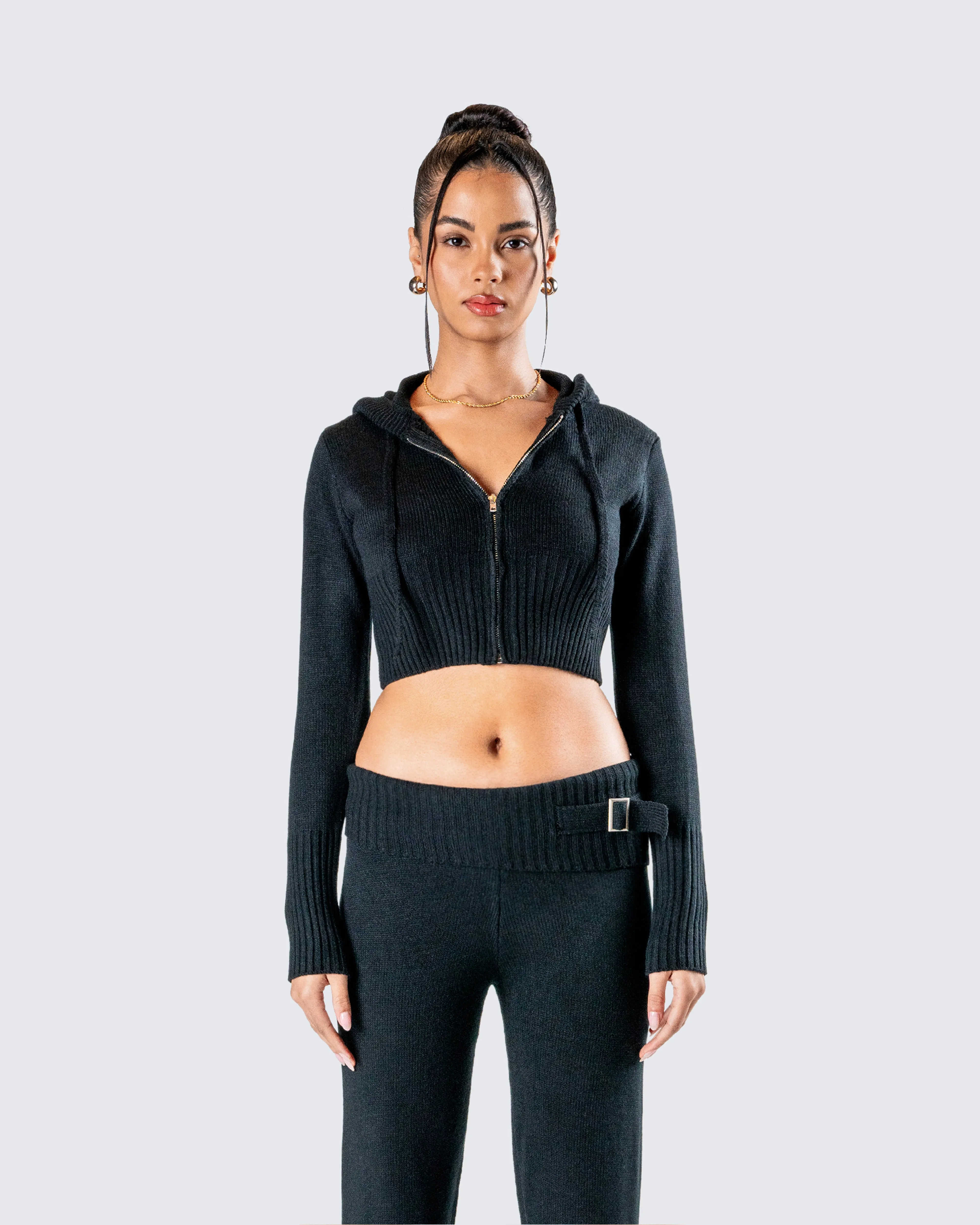 Alyssa Black Knit Cropped Jacket