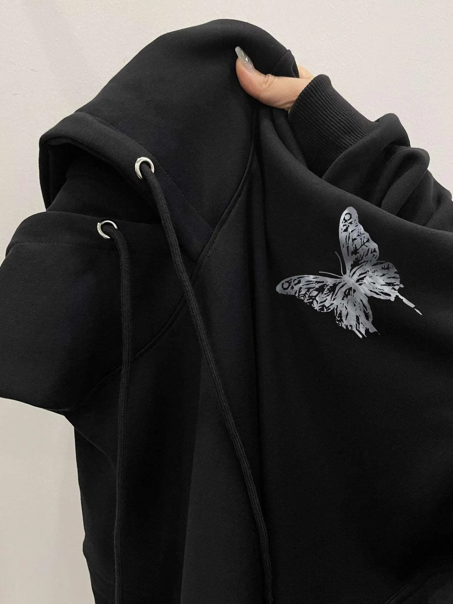 American Retro Butterfly Print Hoodie