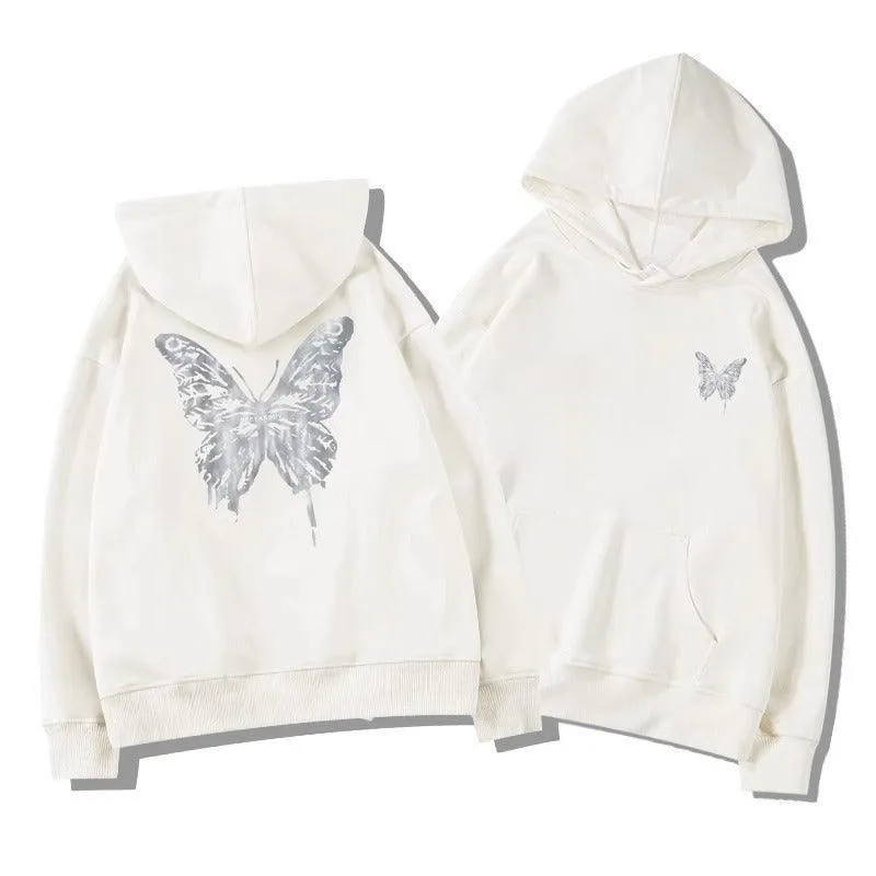American Retro Butterfly Print Hoodie