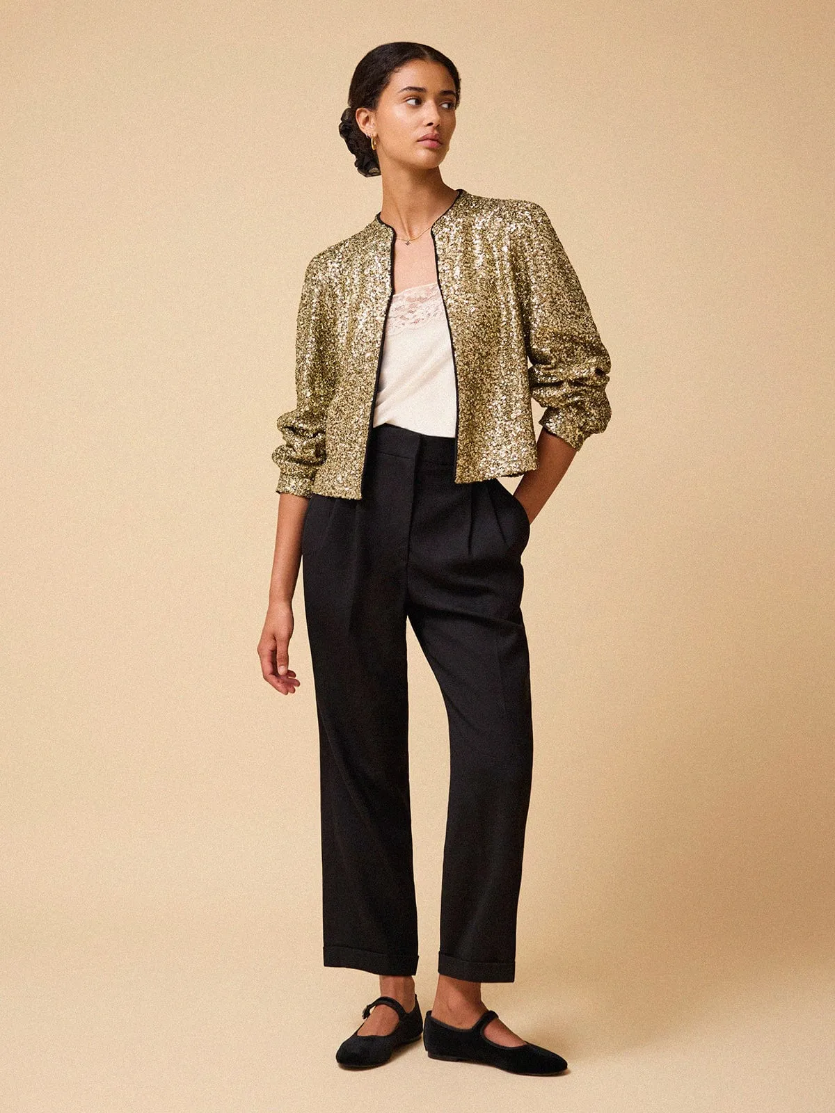 Amira Sequin Jacket 0 Gold