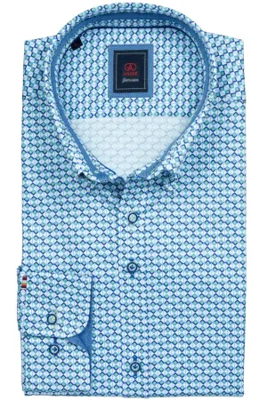 Andre Erne Long Sleeve Diamond Print Shirt - Sage