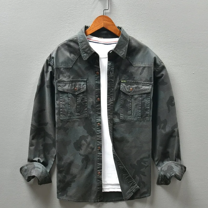 Angelo Ricci™ American Trendy Camo Multi Pocket Cargo Shirt