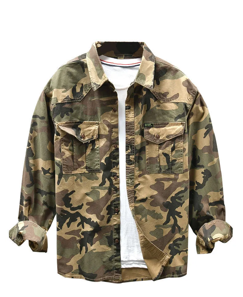 Angelo Ricci™ American Trendy Camo Multi Pocket Cargo Shirt