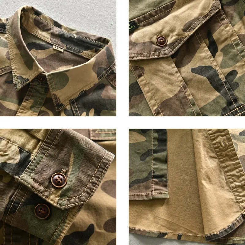 Angelo Ricci™ American Trendy Camo Multi Pocket Cargo Shirt