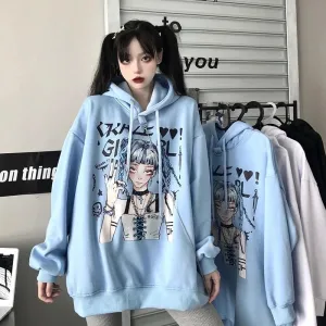 Anime Print Hooded Mid-length Sweater Dress EG15920