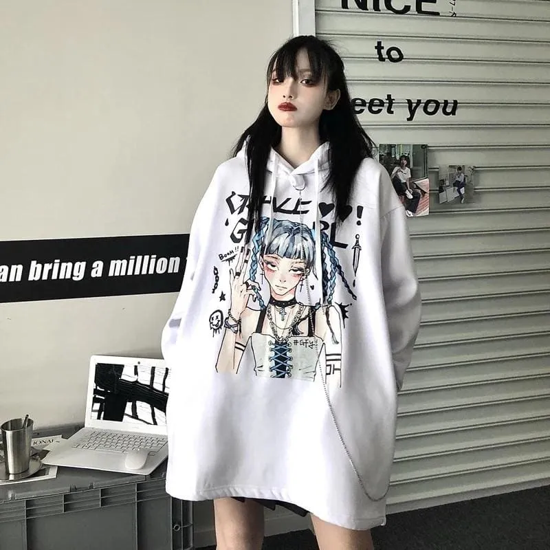Anime Print Hooded Mid-length Sweater Dress EG15920