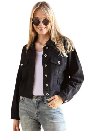 Anna-Kaci Women's Classic Long Sleeve Button Down Crop Denim Jean Jacket