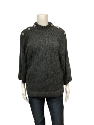 BA&SH Women's Sweater Grey Wool Mohair Jeweled Size: S