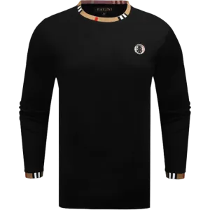 Black Men's Long Sleeves Crewneck T-shirt