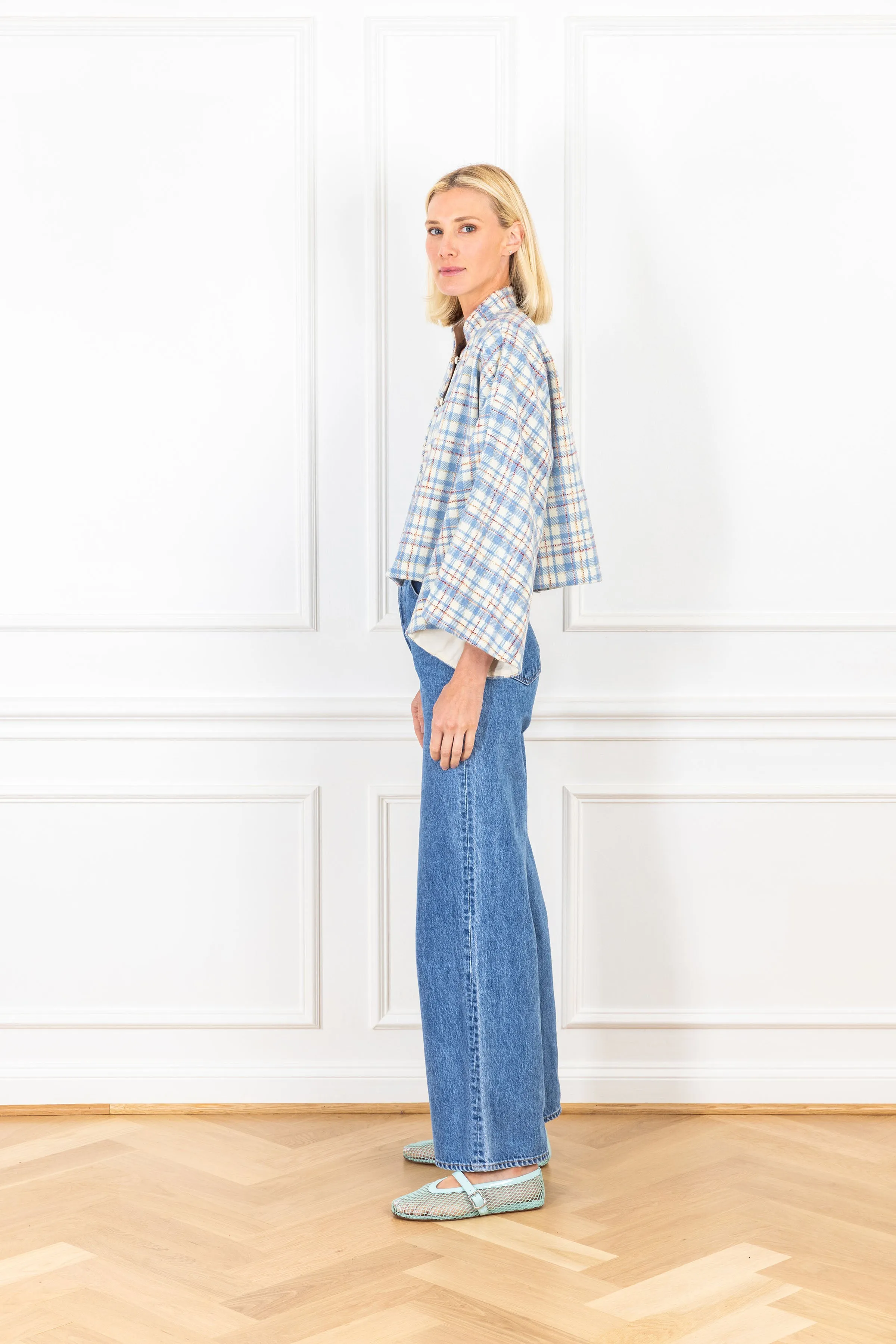 Blue Jay Shimmer Tweed Cropped Jacket