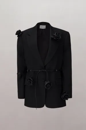 Bonding Rose Blazer - Black/Black Leather Roses