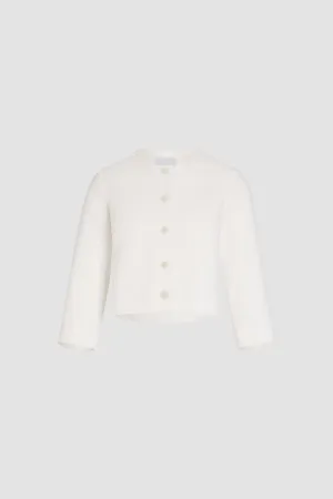 Boxy collarless jacket in quilted sustainable viscose blend