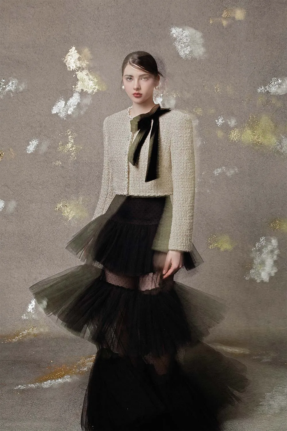 Camila Cropped Long Sleeved Tweed Jacket