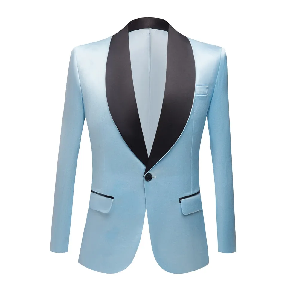 CGSUITS Men's Fashion Luxury Style Jacquard Burgundy Red & Black Tuxedo Blazer Suit Jacket