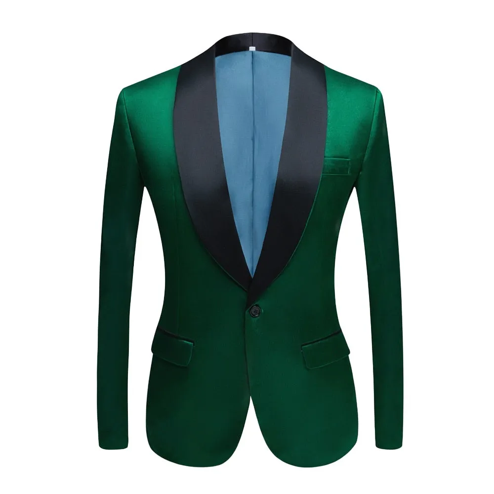 CGSUITS Men's Fashion Luxury Style Jacquard Burgundy Red & Black Tuxedo Blazer Suit Jacket