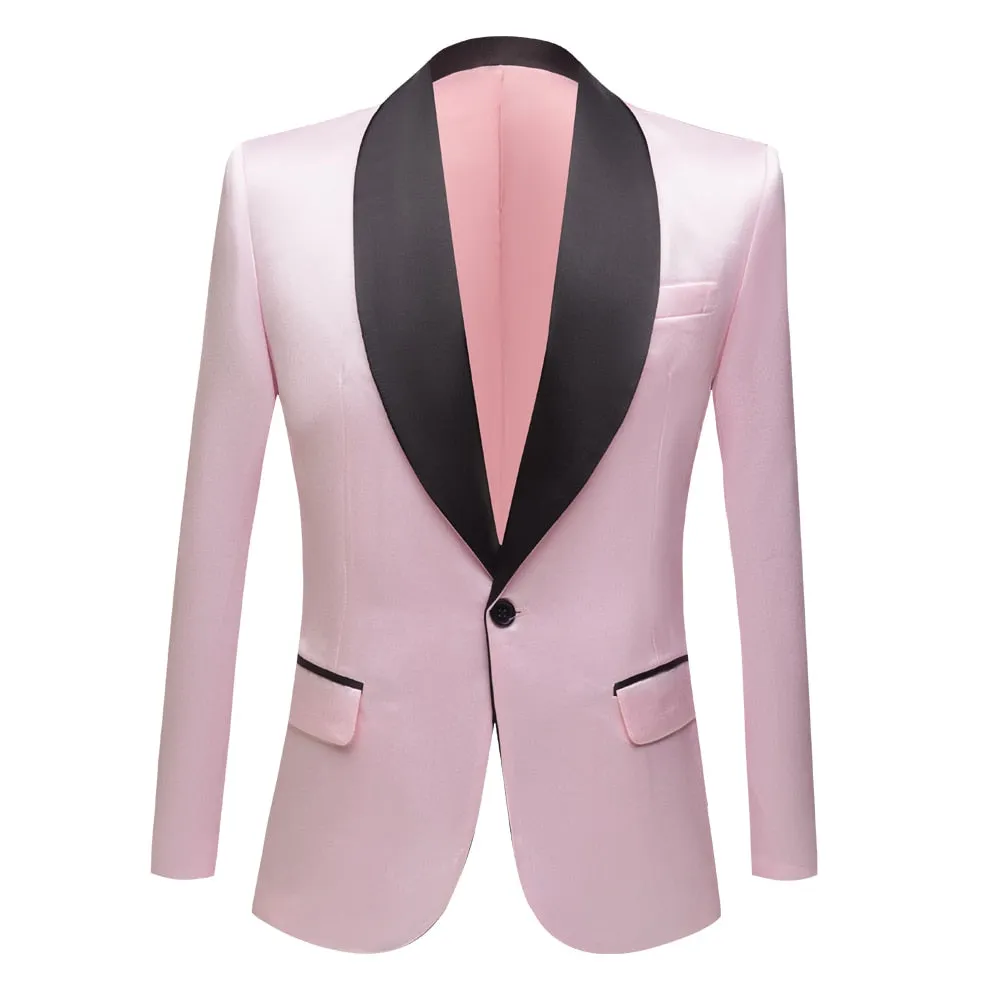 CGSUITS Men's Fashion Luxury Style Jacquard Burgundy Red & Black Tuxedo Blazer Suit Jacket