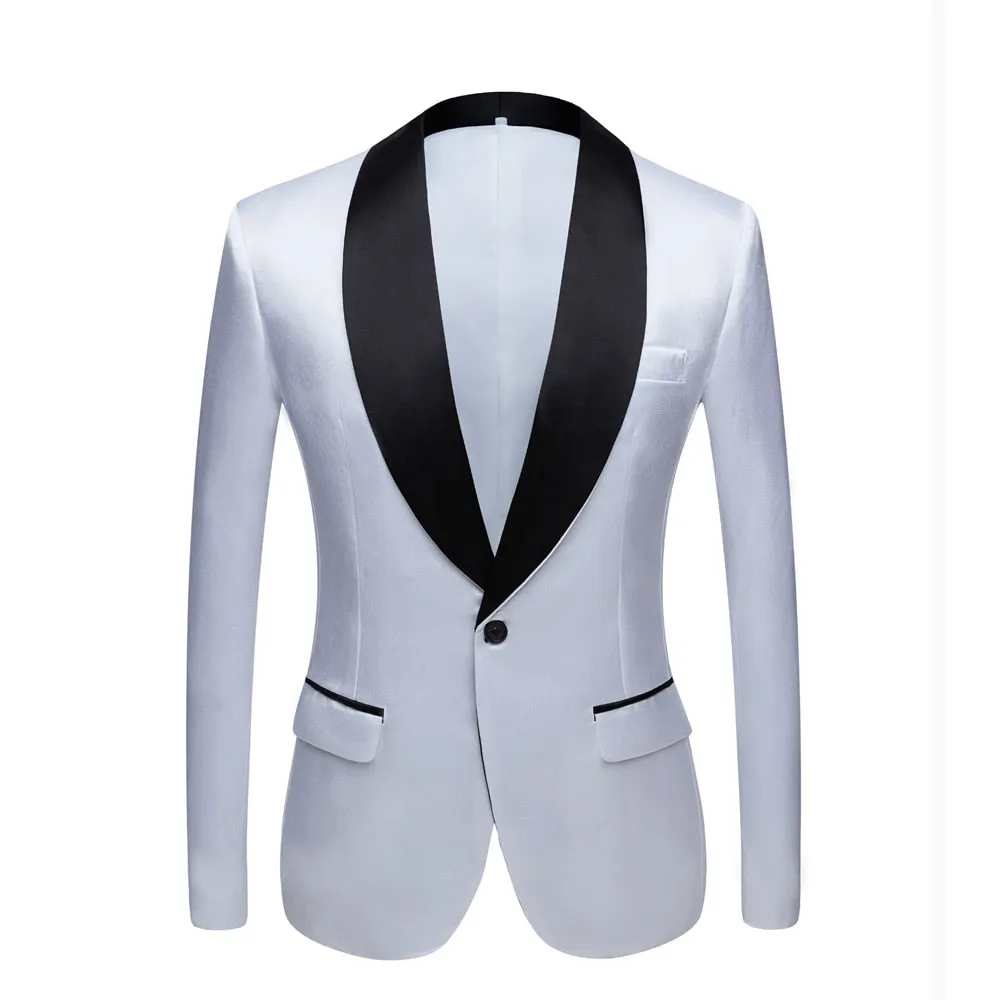 CGSUITS Men's Fashion Luxury Style Jacquard Golden Yellow & Black Tuxedo Blazer Suit Jacket