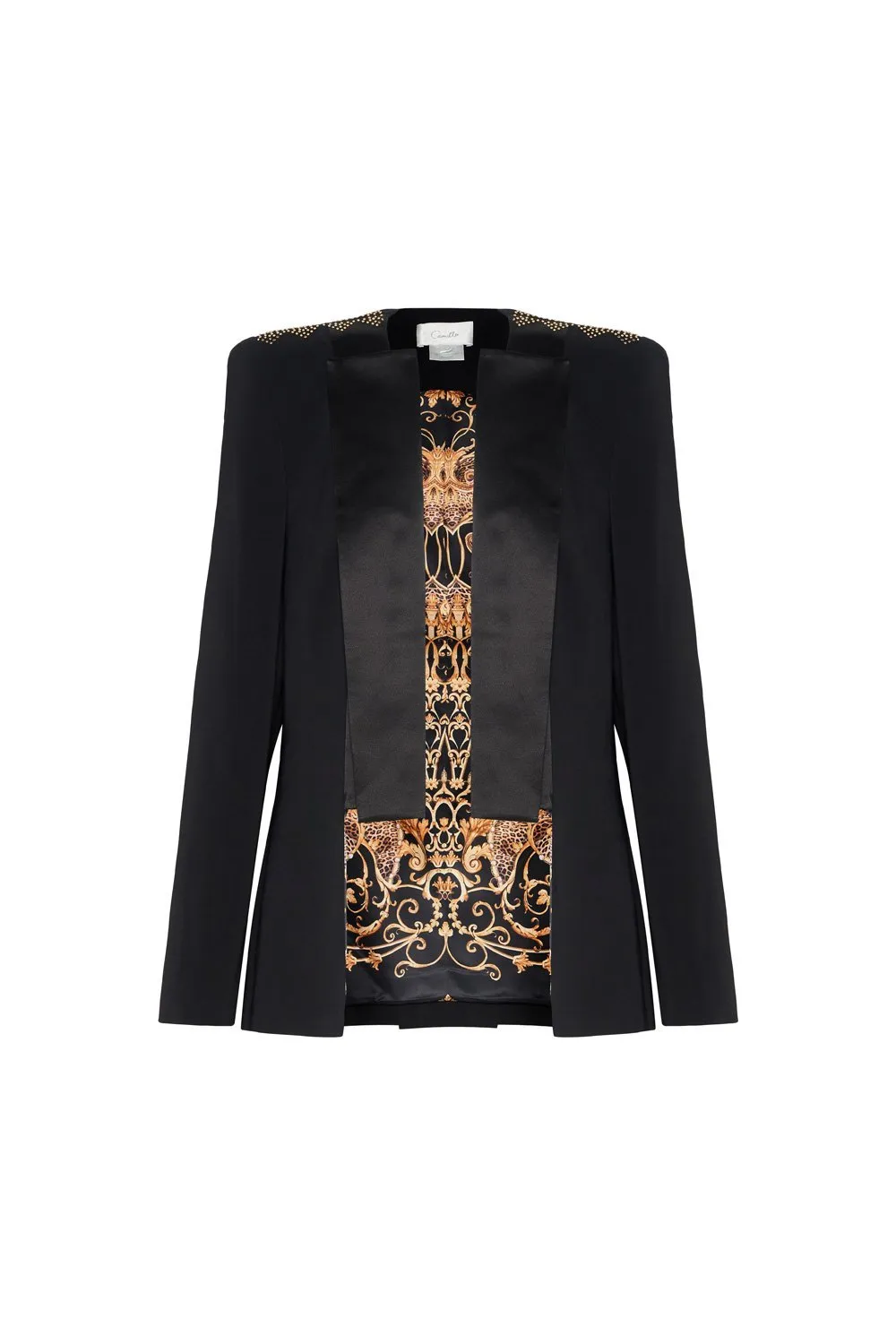 CONTRAST COLLAR SUIT JACKET - FLOW STUDIO 54