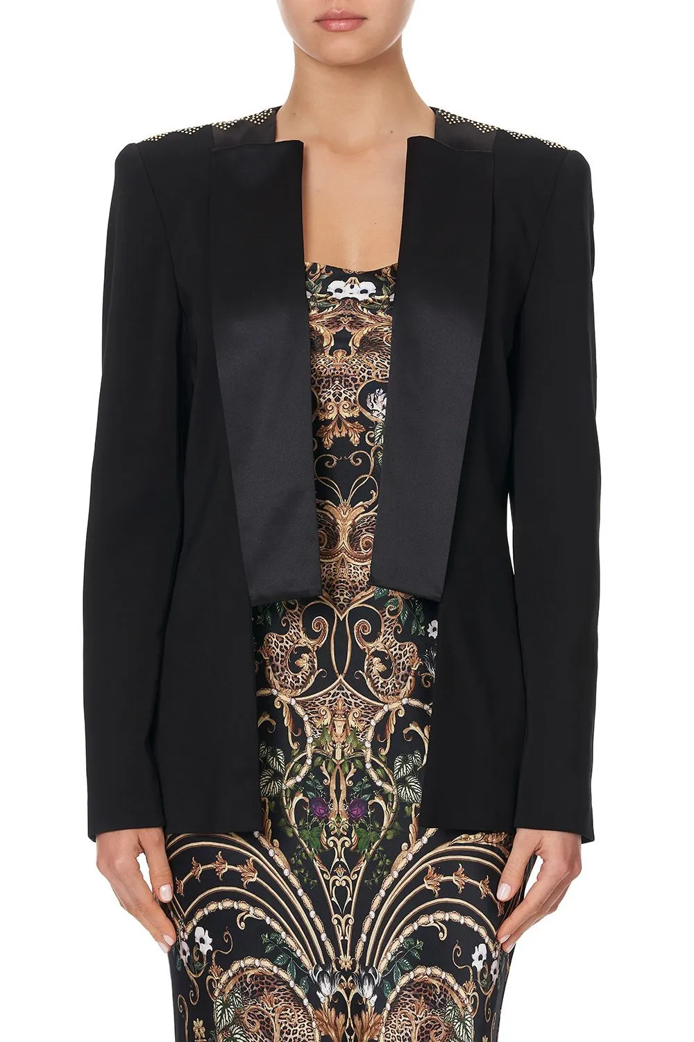 CONTRAST COLLAR SUIT JACKET - FLOW STUDIO 54