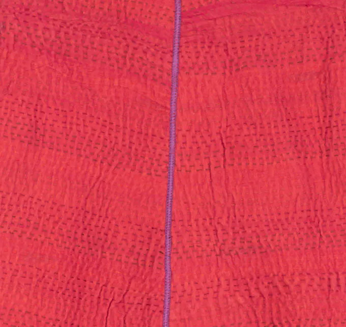 COTTON SILK SW PATCH KANTHA STAND COLLAR CROPPED JKT - ws4034-red -