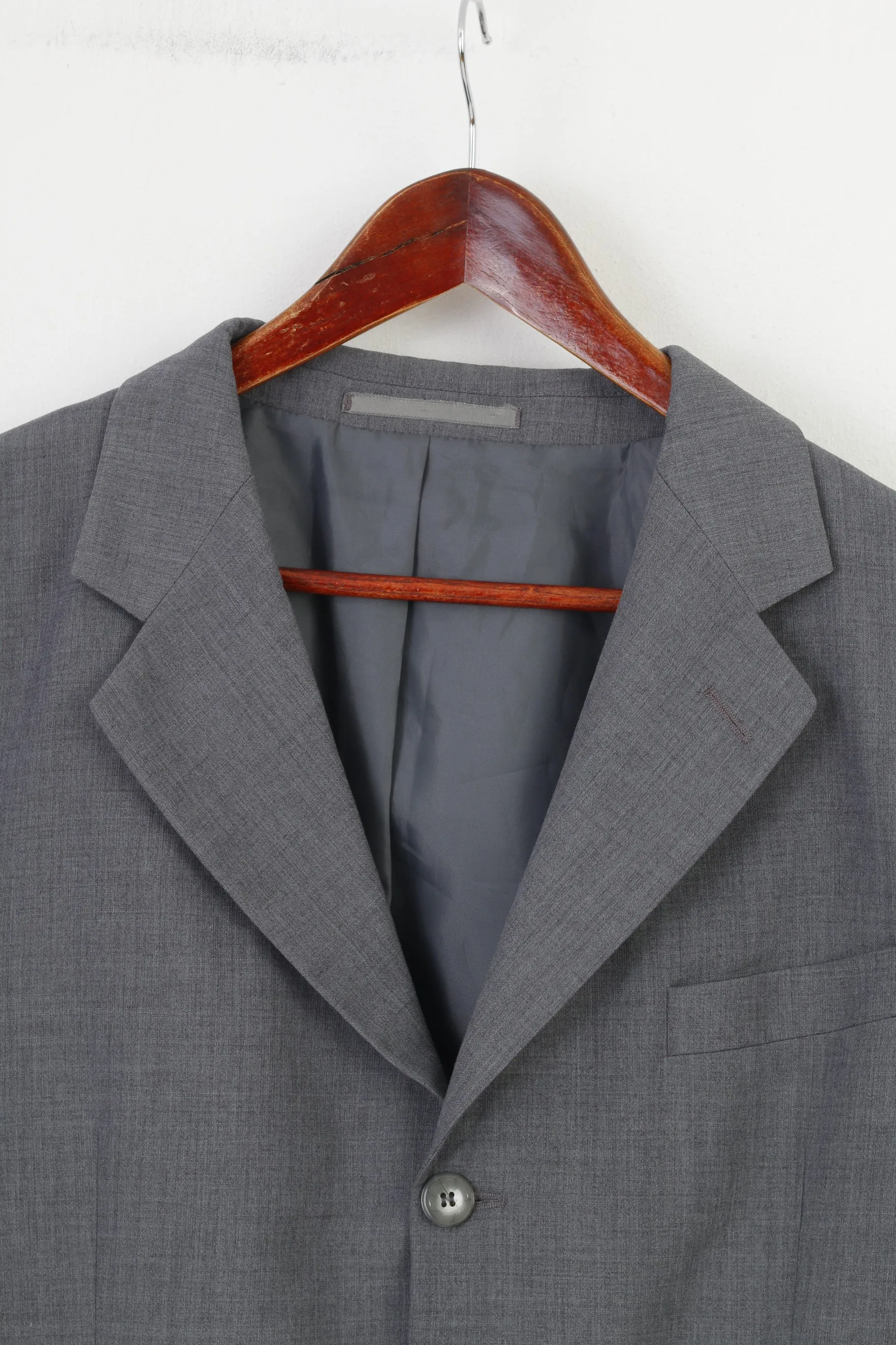 Coxmoore Men 42 Blazer Grey Wool Breasted Bottoms Long Sleeve Elegant Vintage Top