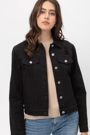Cropped Denim Jacket (Black)