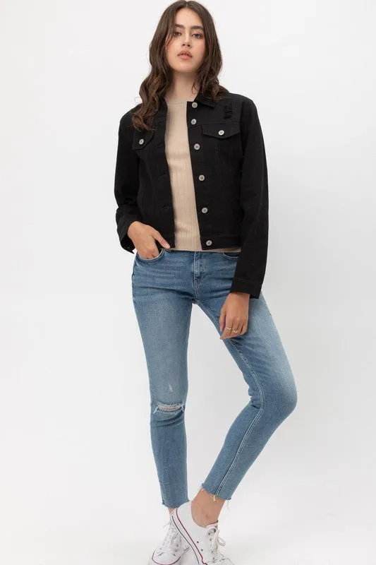 Cropped Denim Jacket (Black)