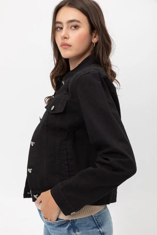 Cropped Denim Jacket (Black)