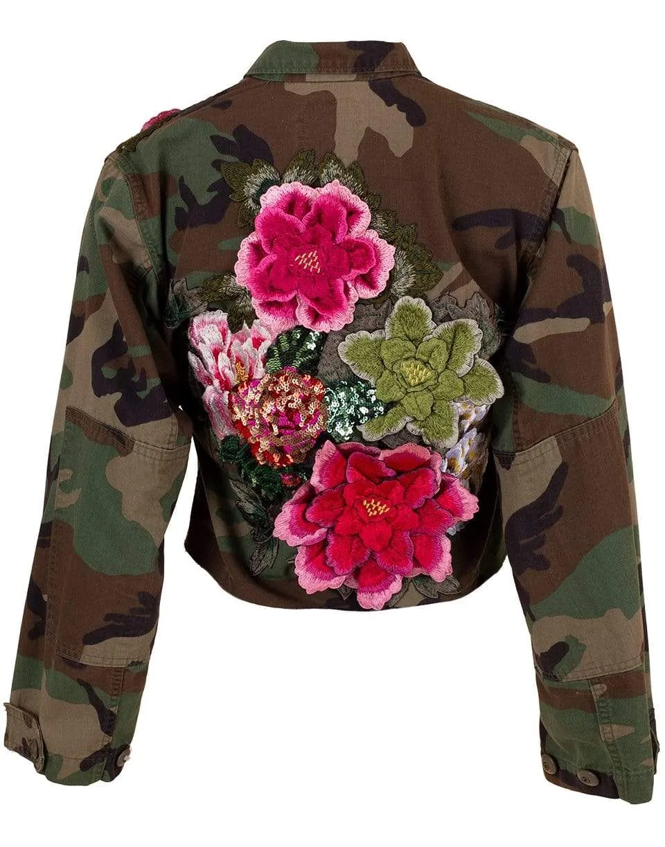 Cropped Embellished Military Jacket