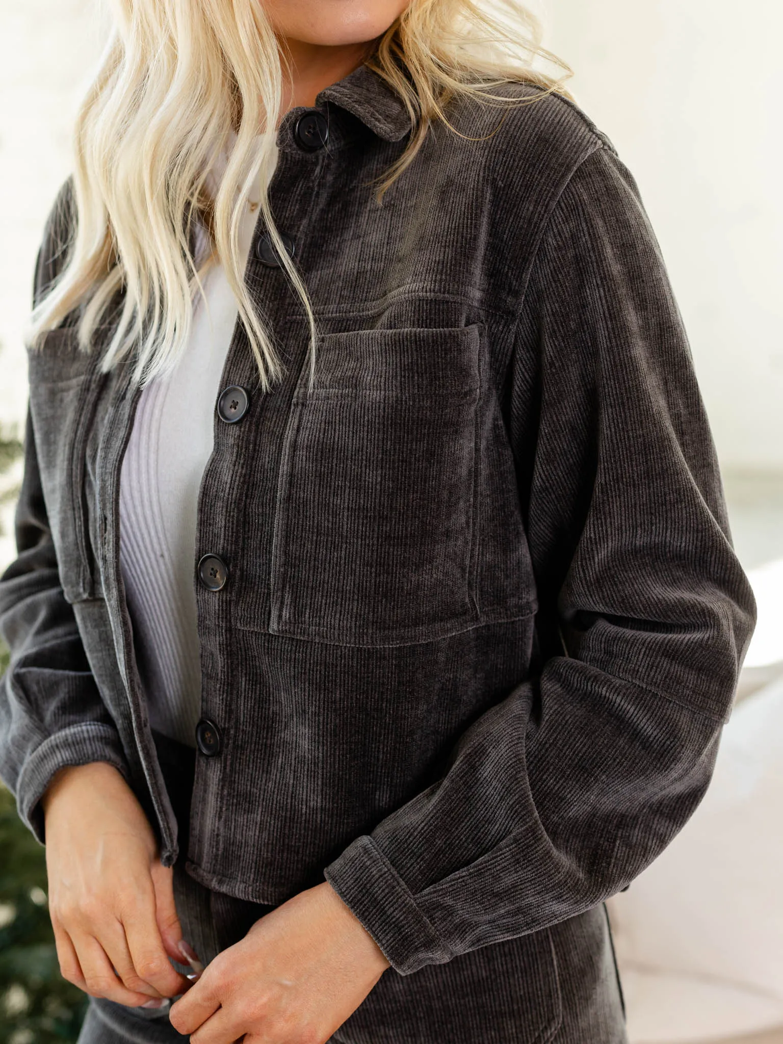 Cropped Gina Ribbed Jacket
