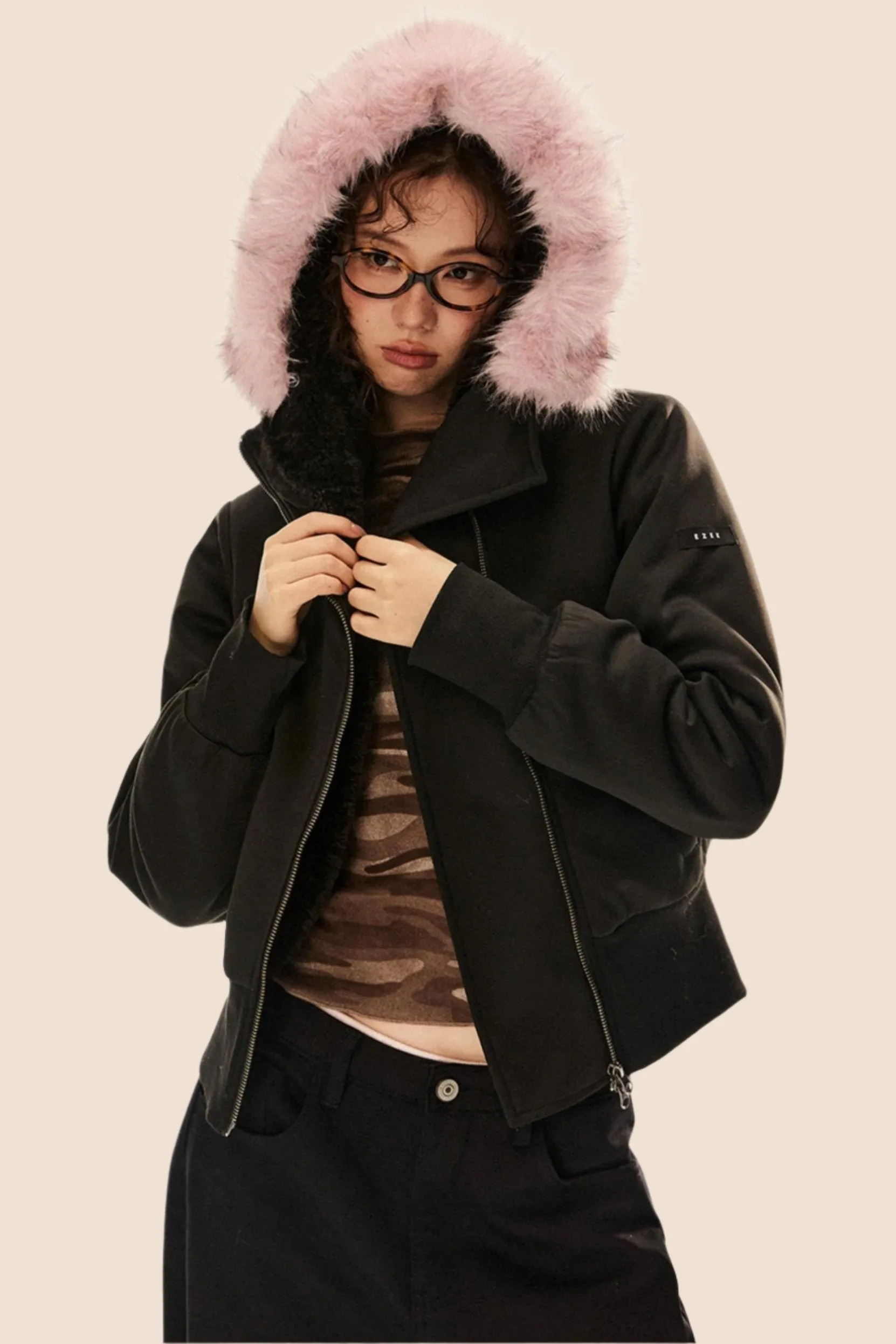 Cropped Retro Hooded Jacket