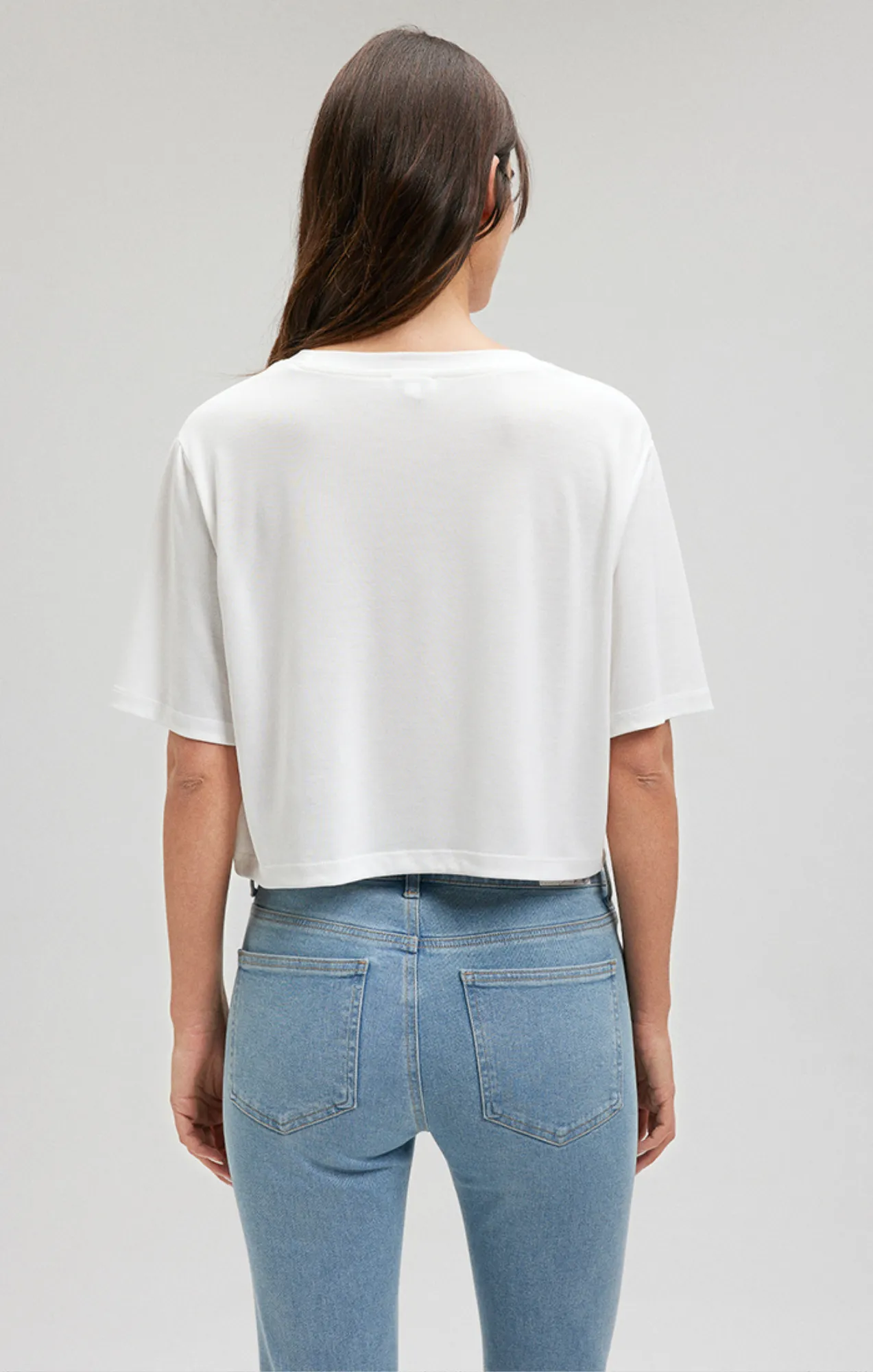 CROPPED SHORT SLEEVE T-SHIRT IN ANTIQUE WHITE