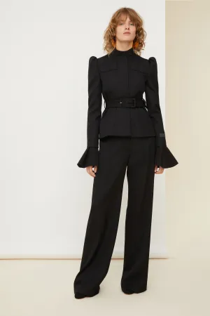 Cropped tricotine wool jacket