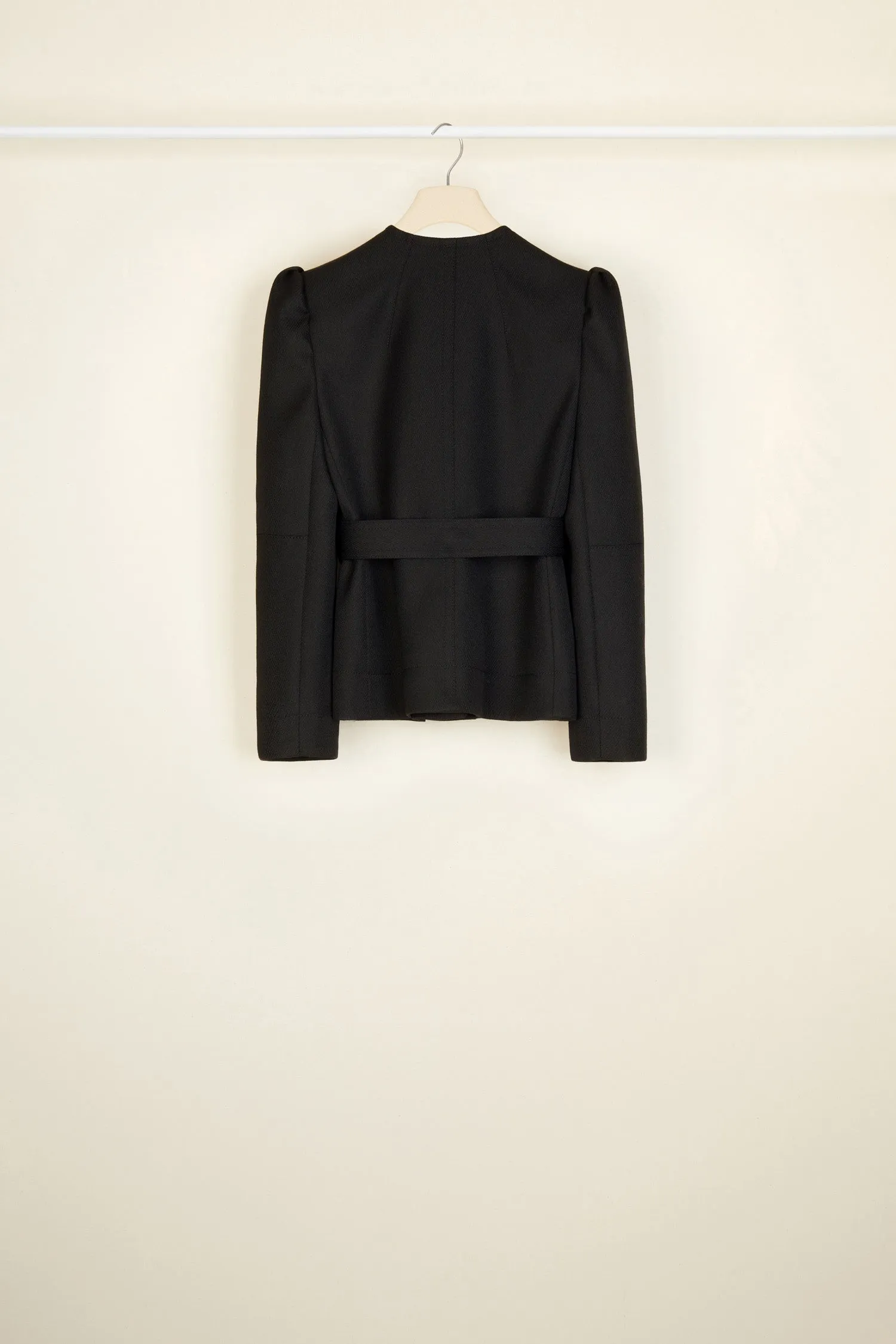 Cropped tricotine wool jacket