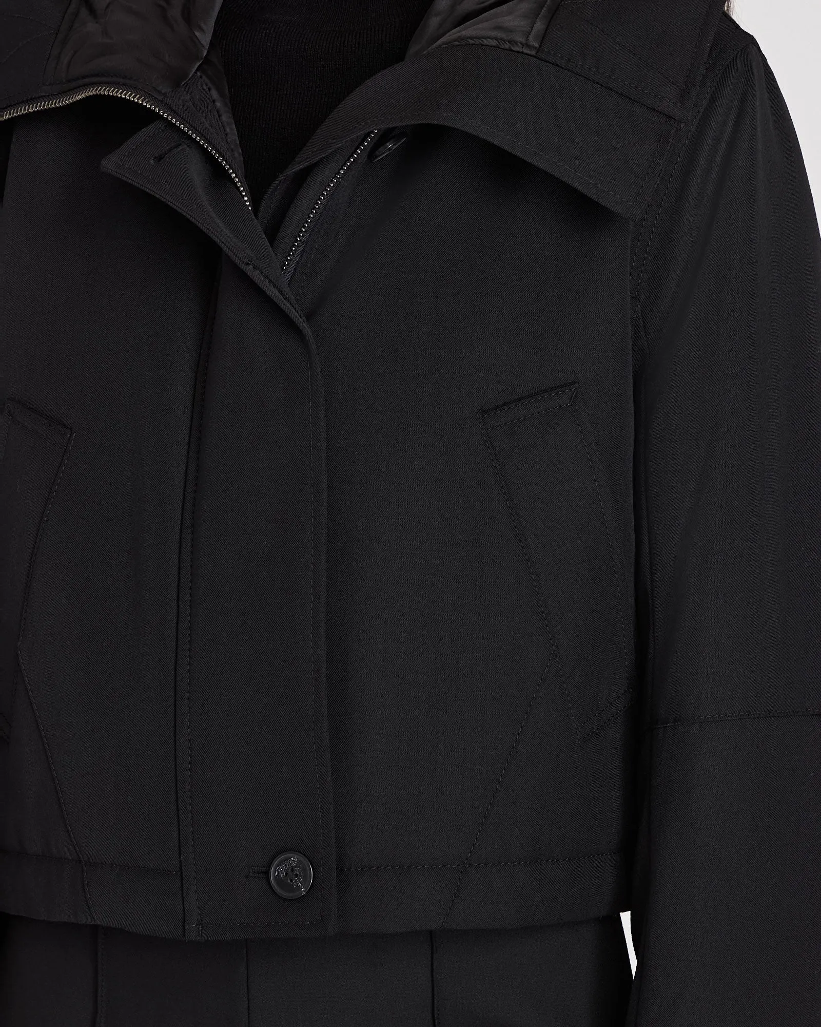 Cropped Wool Blend Parka