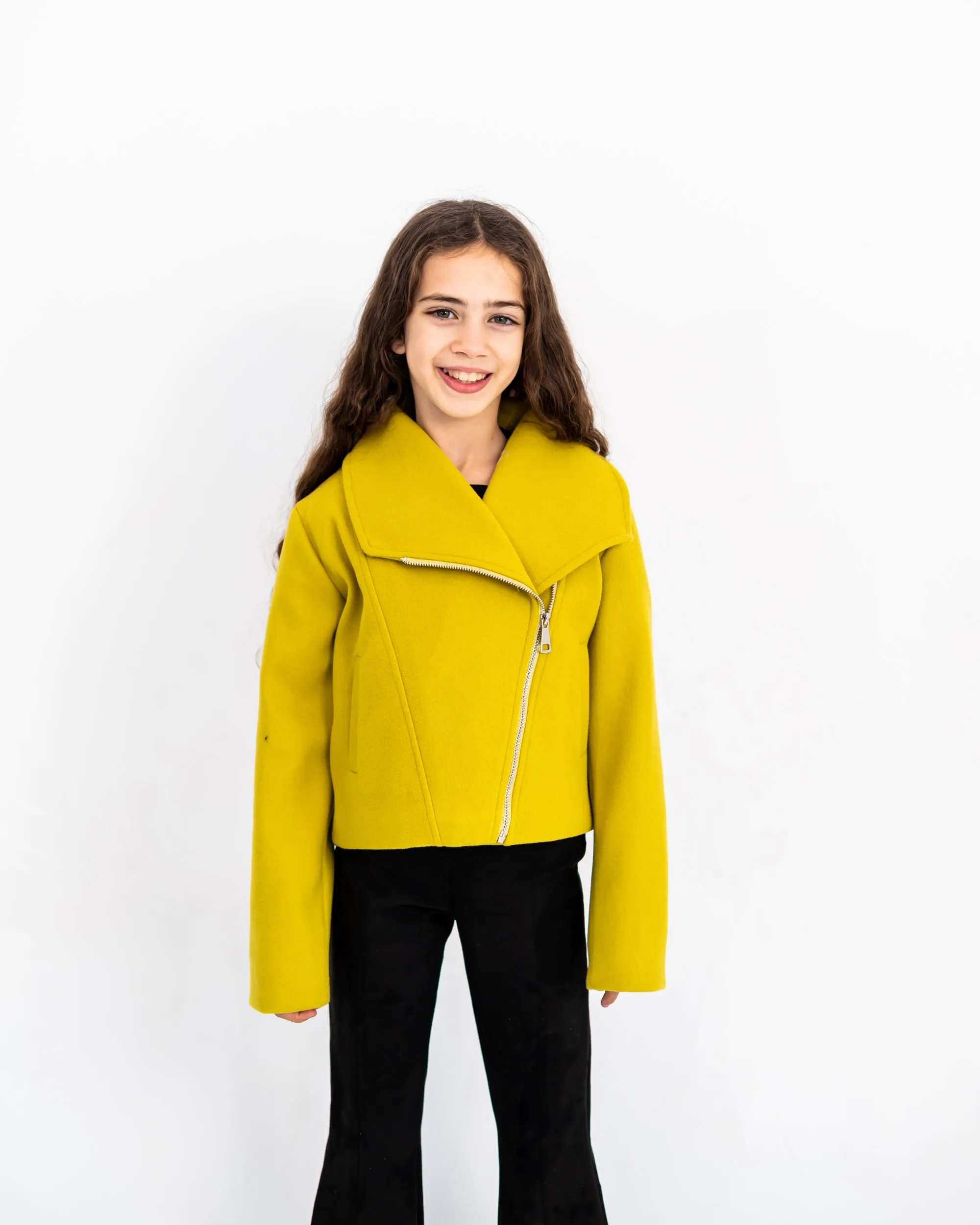 CROPPED WOOL JACKET -YELLOW