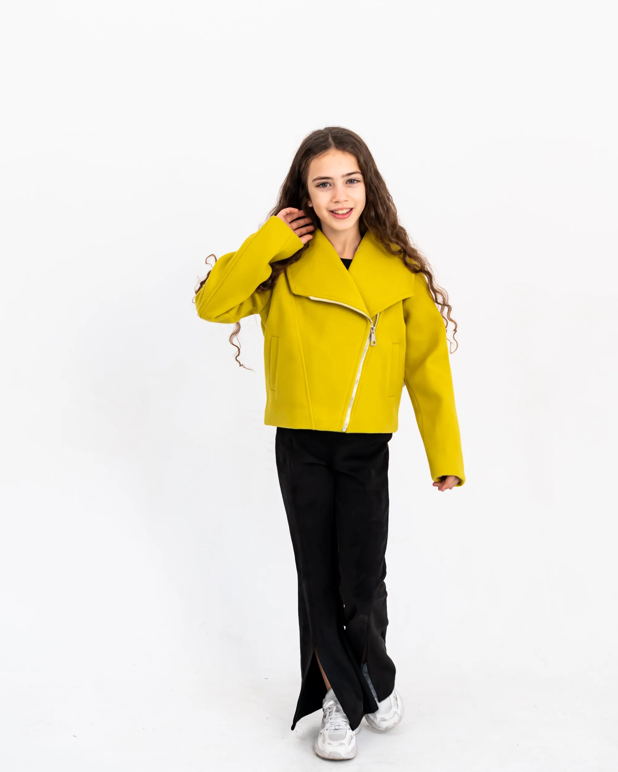 CROPPED WOOL JACKET -YELLOW