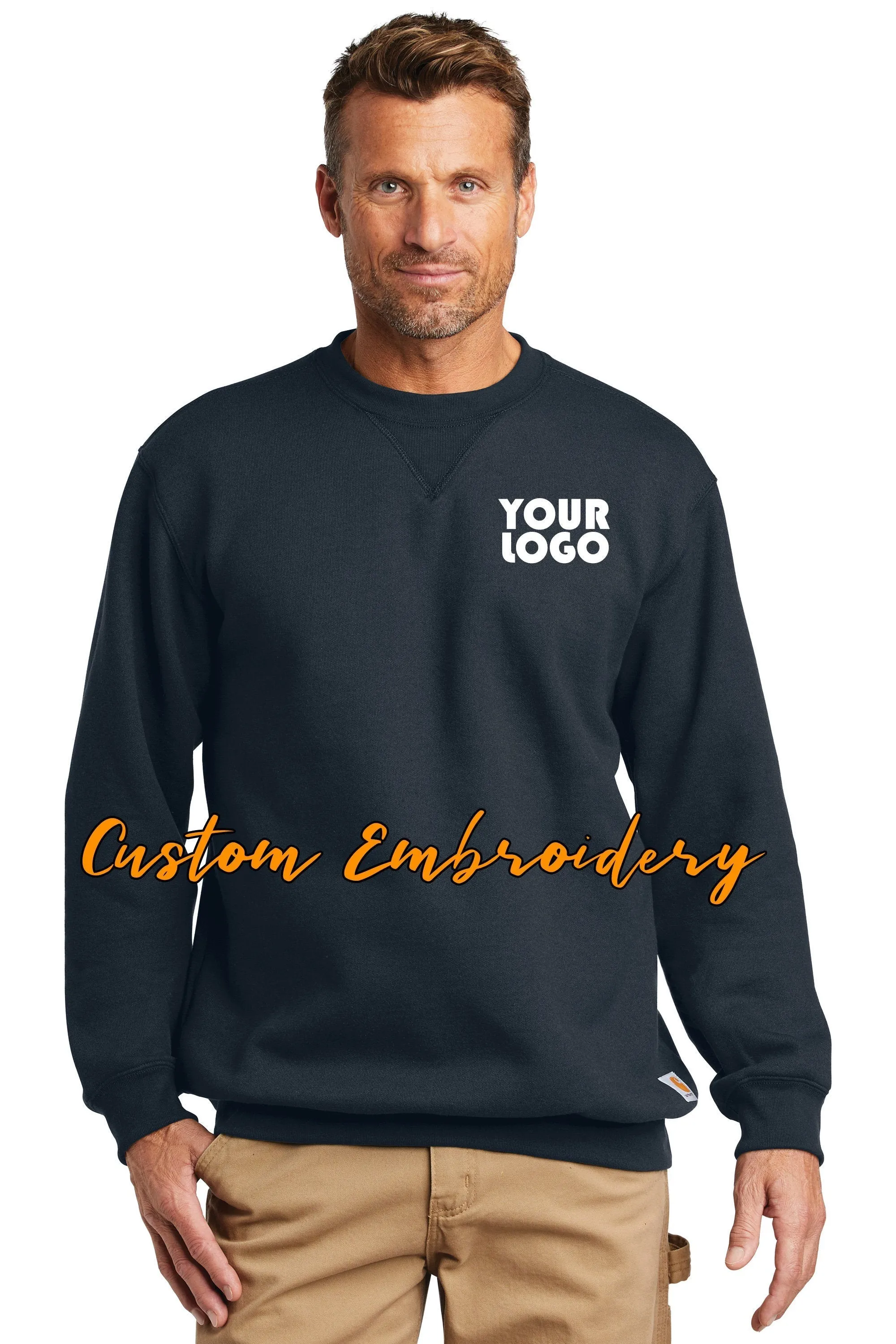 Custom Embroidered Carhartt Midweight Crewneck Sweatshirt - Includes 4in x 4in Embroidery - No Setup Cost - Just send us your logo
