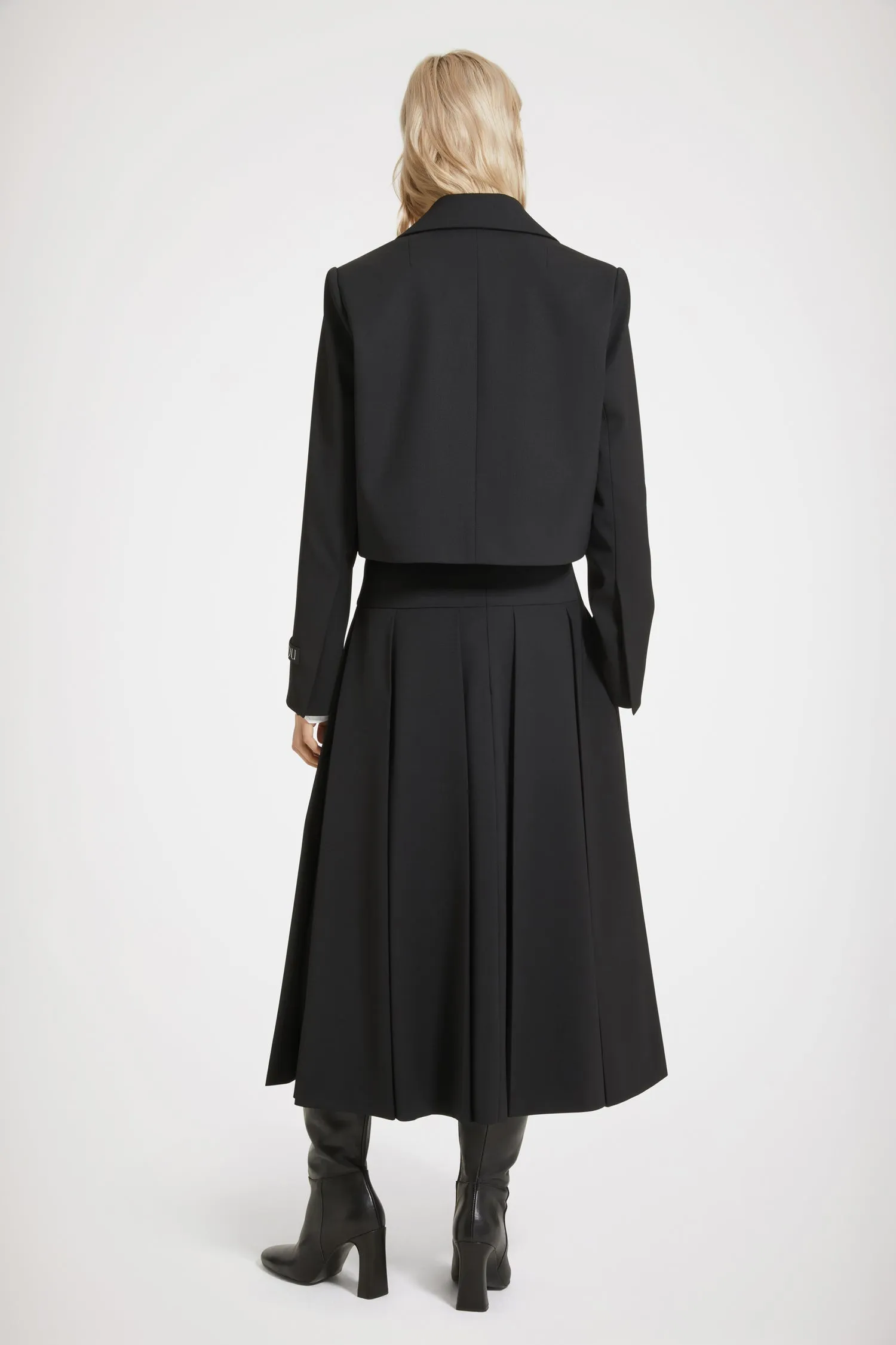 Cut-out cropped jacket in technical wool twill
