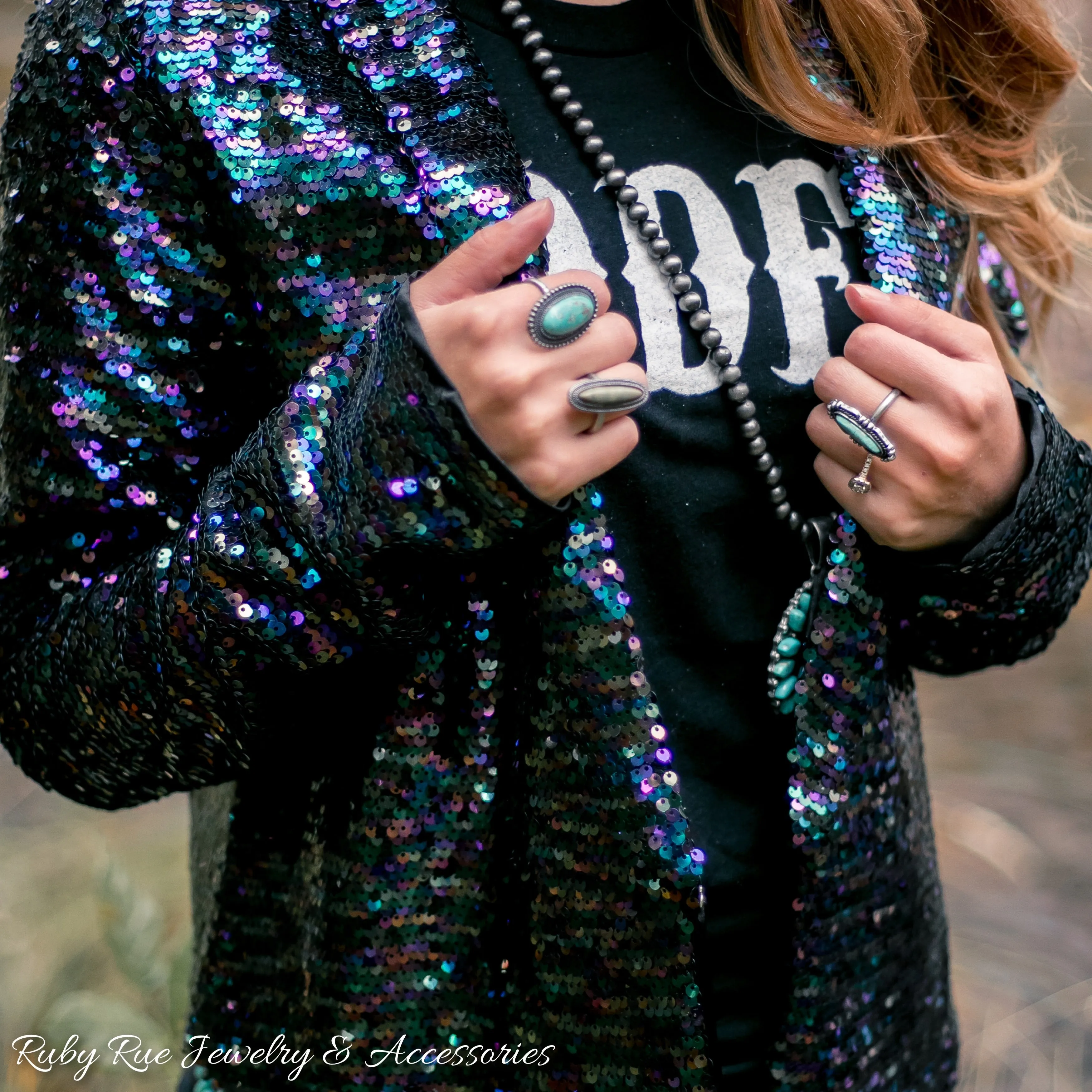Dark Iridescent Sequin Blazer