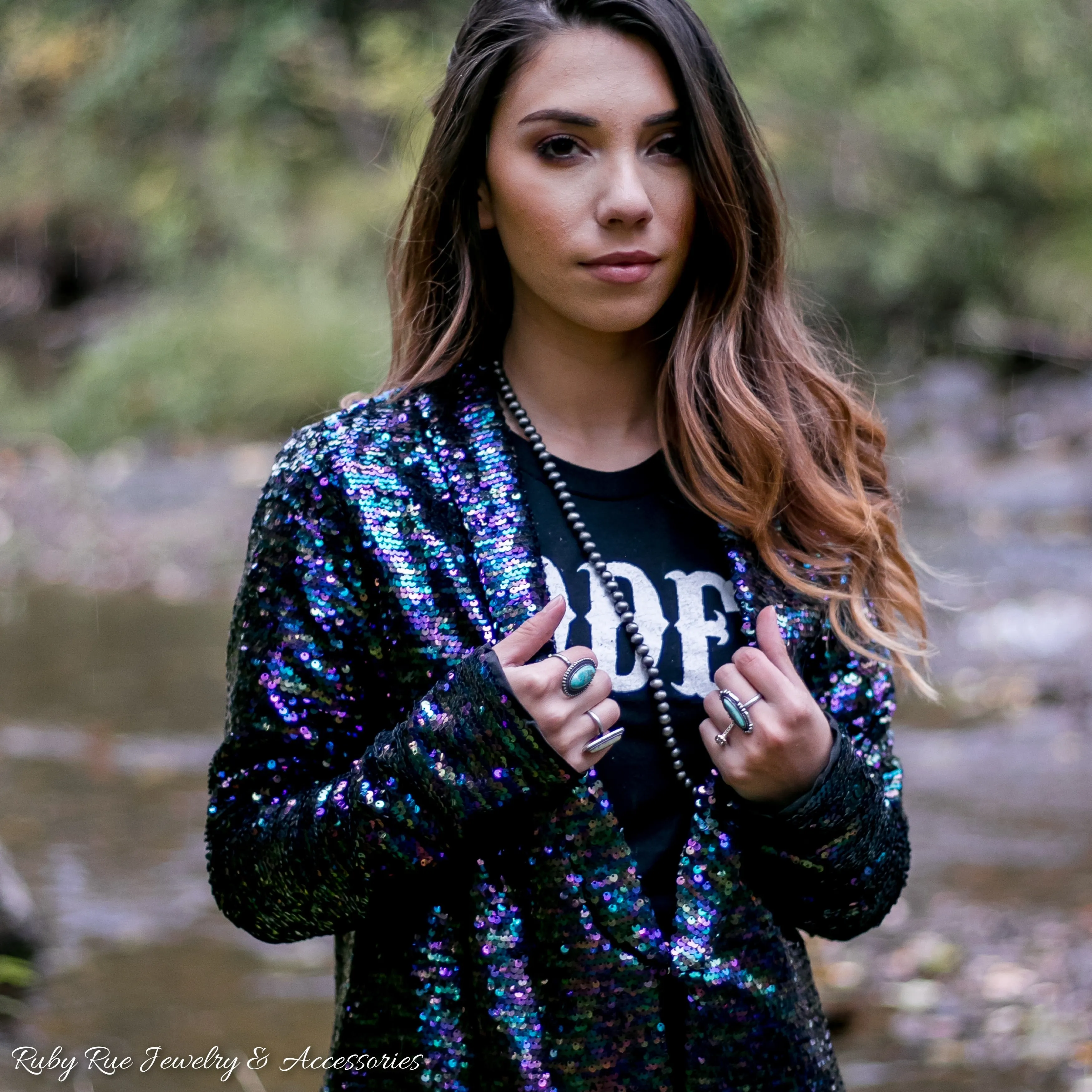 Dark Iridescent Sequin Blazer