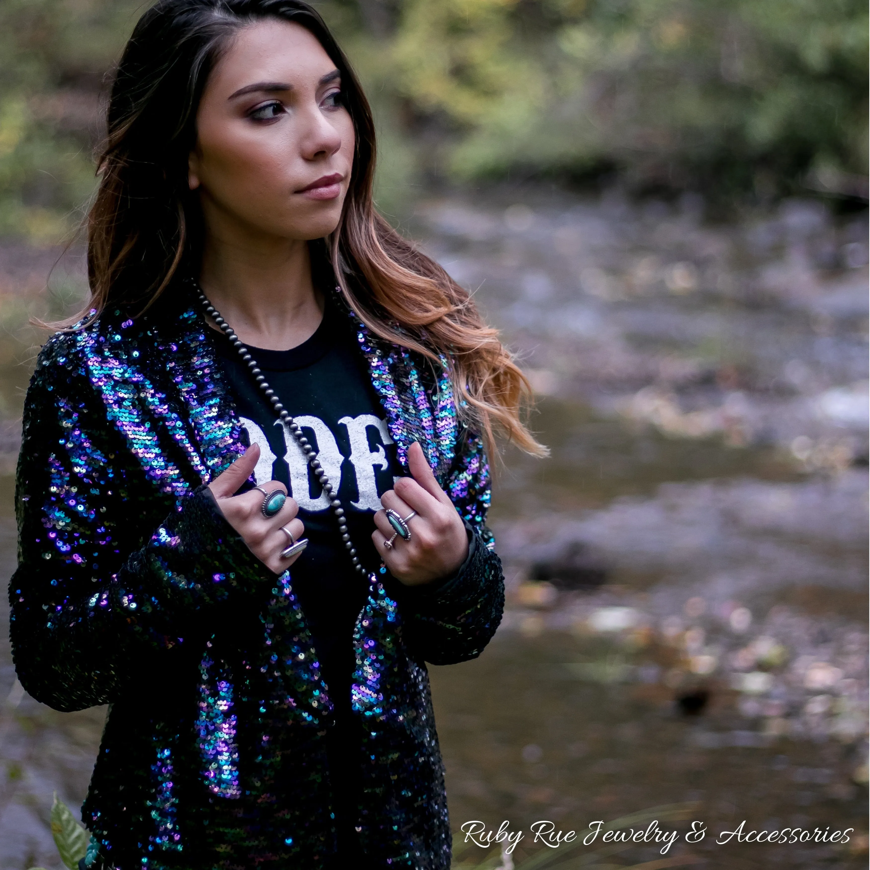 Dark Iridescent Sequin Blazer