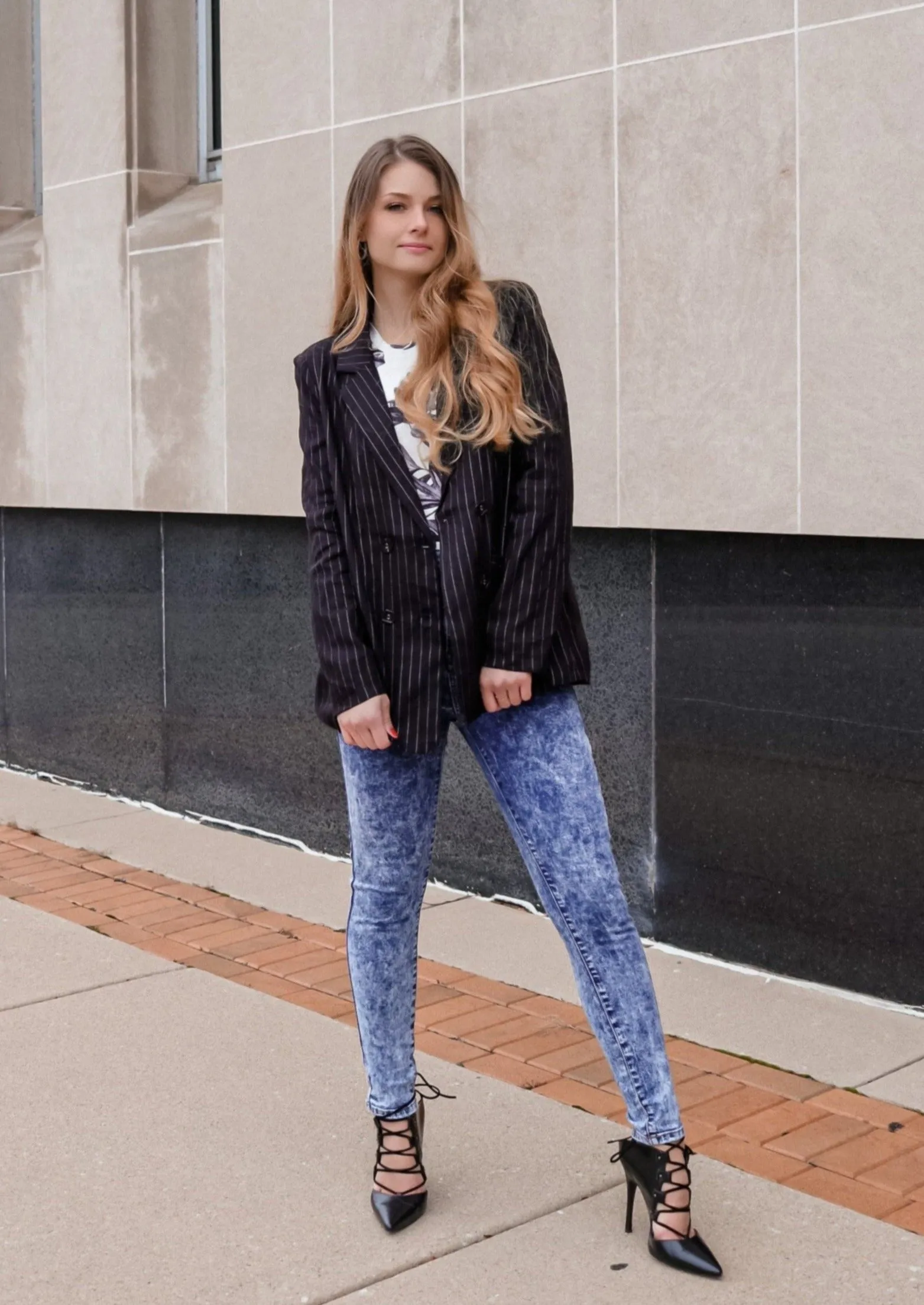 Delaney Black Pinstripes Blazer