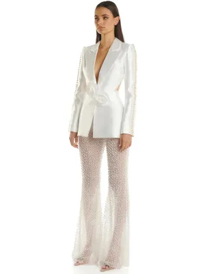 Designer high class pearly long sleeve Blazer and pants separately