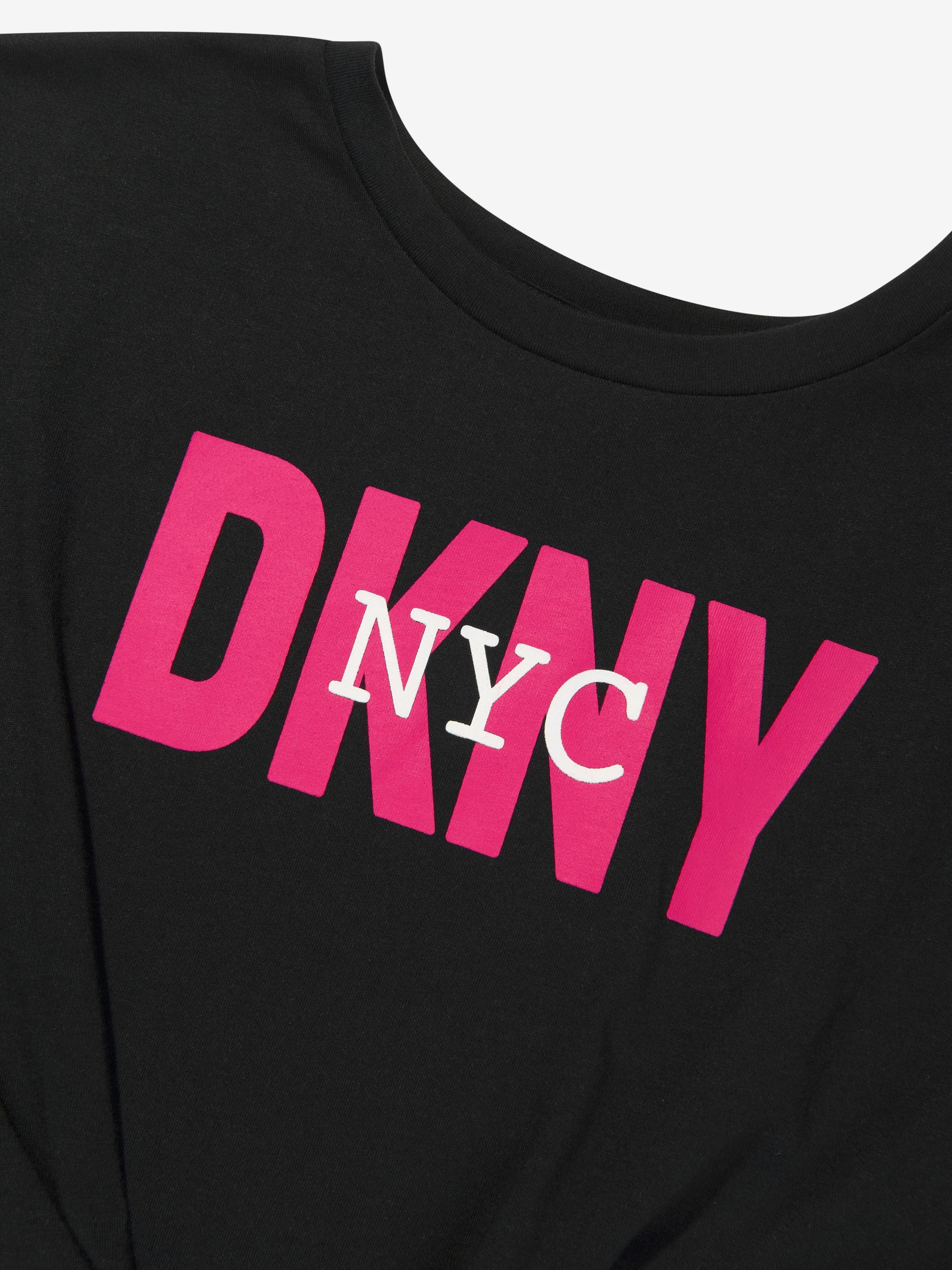 DKNY Girls Organic Cotton Cropped T-Shirt in Black